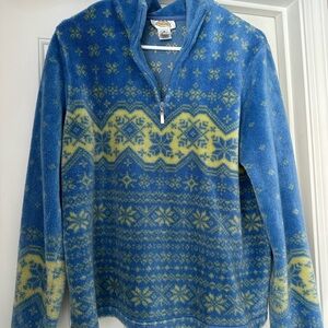 Talbots Blue and Yellow Zip-Up Sweater